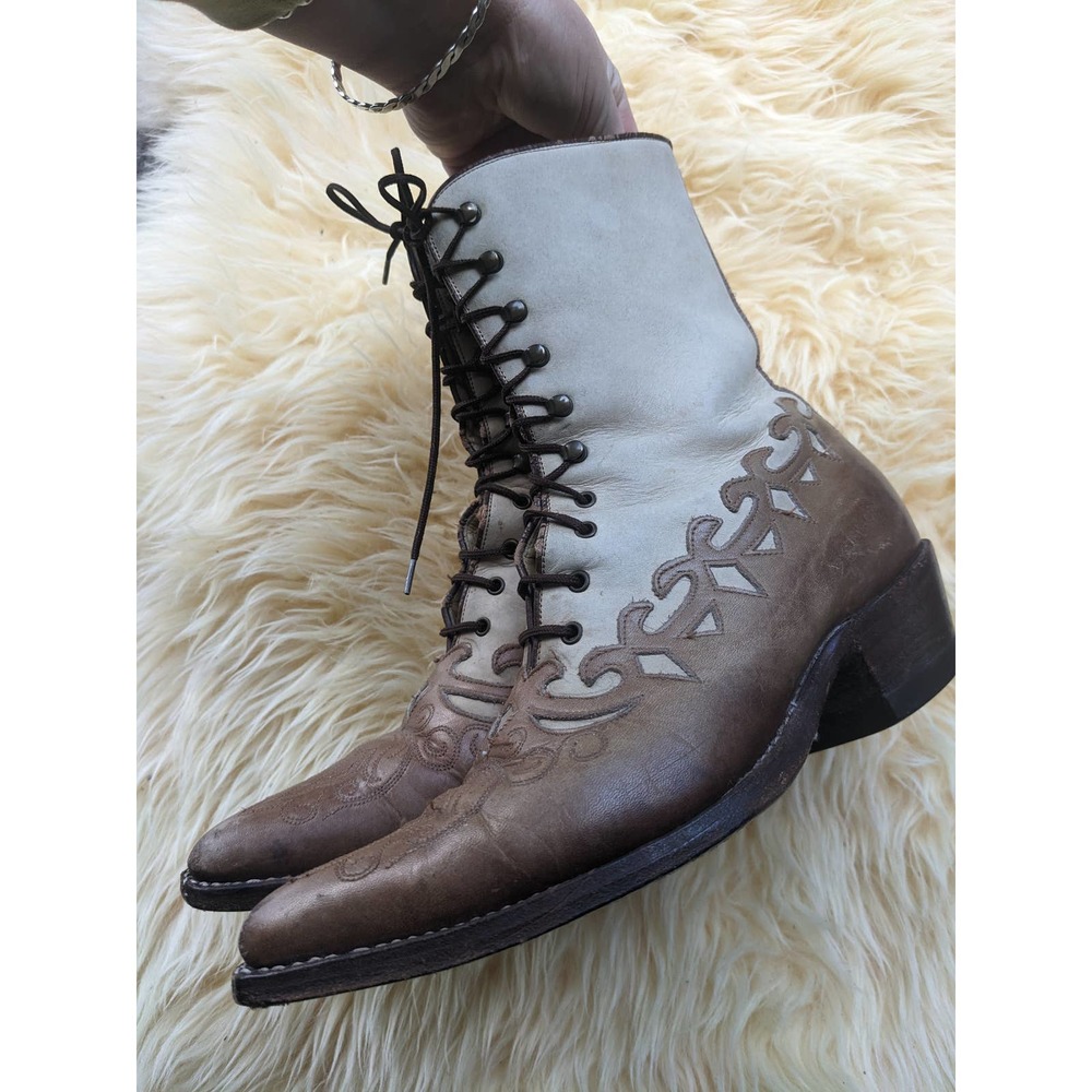 RARE Vintage Tony Mora Cowgirl Roper Leather Boots Size 37